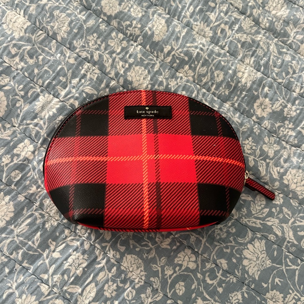 Kate Spade Red Plaid Cosmetic Bag